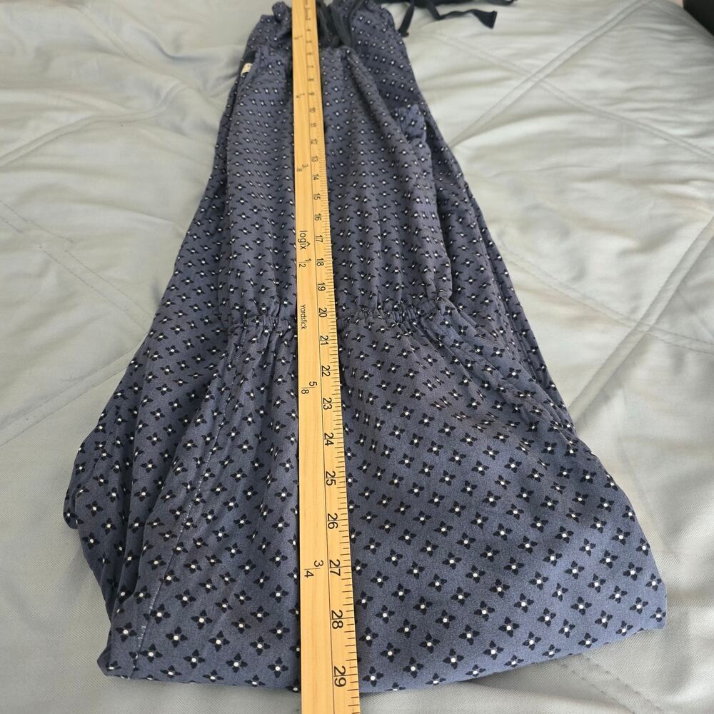 Abercrombie & Fitch Sz MFloral Jumpsuit Navy Blue Keyhole Neck Resortwear Boho - Picture 11 of 11